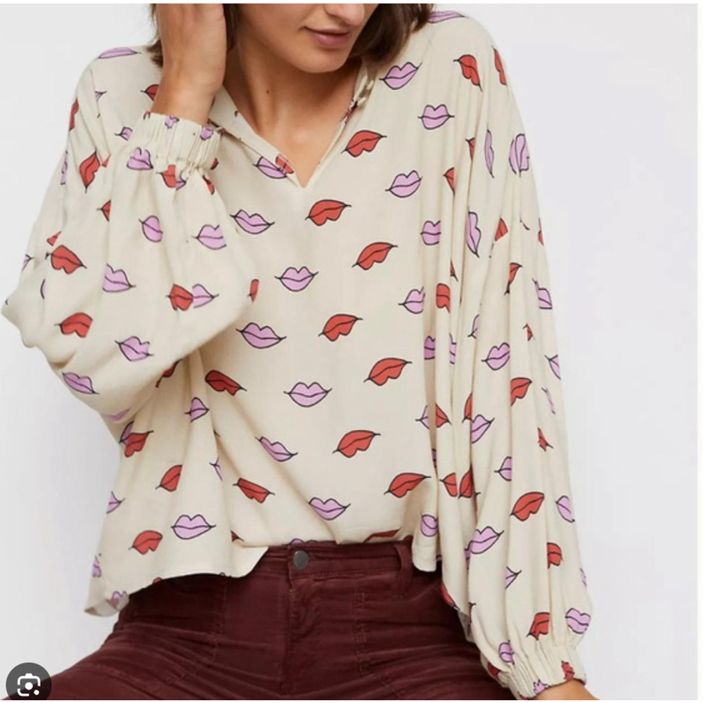 Anthropologie Corey Lynn Calter Lips Blouse Top Medium Beige‎ Boxy Oversized